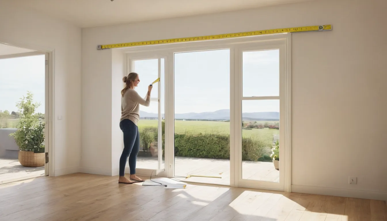 A homeowner measuring a window opening with a tape measure