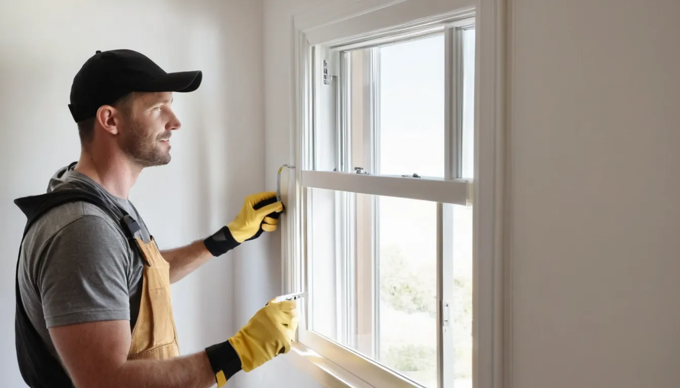 A homeowner and a window provider checking a new window in a house in Arlington Heights